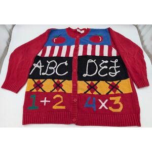 Laura Gayle Vintage Teacher Cardigan Sweater Womens Size 2X Red School Cute 90s